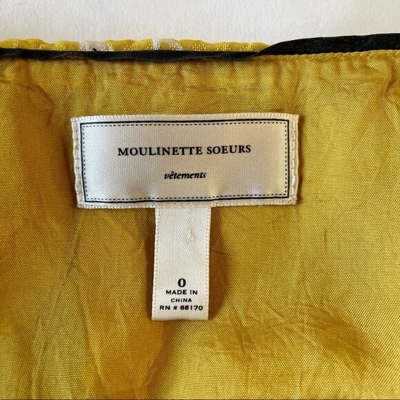 Anthro Moulinette Soeurs Brighter Seasons Mustard Floral 100% Silk Dress -Size 0 - Picture 5 of 11